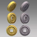 Vintage Gold And Silver Ancient Coins With Square Hole And Traditional Characters