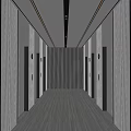 Modern Elevator Hallway Interior Design With Multiple Doors And Bright Lighting 3d model