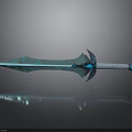 Crystal Blue Sword With White Hilt And Decorative Blue Accents