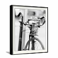 Vintage Bicycle Handlebar With Classic Lantern In Black And White Art Print