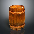 Rustic Wooden Barrel Storage Equipment With Natural Wood Staves And Metal Rings