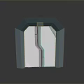 Modern Geometric Gate With Metal Frame Green Panel And Reflective Surface Design