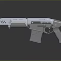 Futuristic Silver Pistol With Sleek Modern Design And Advanced Ergonomic Grip Details
