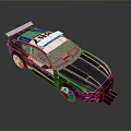 Gray Police Car With Sporty Design And Roof Mounted Police Lights