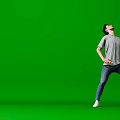 Dynamic Game Movie Character Male Showing Dynamic Dancing Pose on Green Screen Background