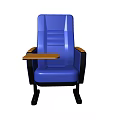Blue Theater Chair With Wooden Armrest Table And Black Legs