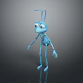 Cute Blue Cartoon Ant Character With Big Eyes Long Legs And Antennae