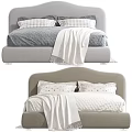 Modern Double Bed With Light Gray Frame Cozy Bedding And Decorative Pillows 3d model