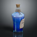 Blue Glass Bottle With Cork Stopper And Twine Tied Label Design