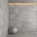 Gray Concrete Wall With Spherical Decorative Component In Interior Corner