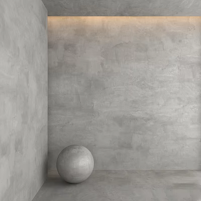 Gray Concrete Wall With Spherical Decorative Component In Interior Corner 3d model