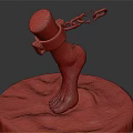 Man's Foot Model With Ankle Chain Displayed On Round Stone Base
