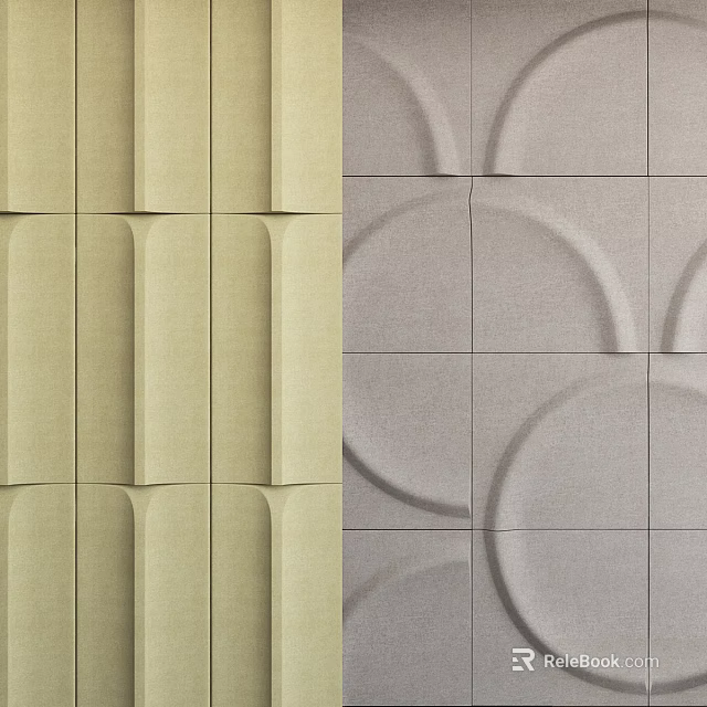 Sofa Accent Wall With Textured Panels In Two Styles 3d model 