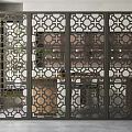 Modern Room Divider With Intricate Laser Cut Pattern For Contemporary Interior Design 3d model