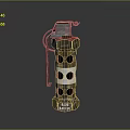 Tactical Metallic Hand Grenade With Cylindrical Shape Surface Holes And Safety Pin