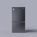 Midea Gray Stainless Steel Refrigerator With Digital Display And Multi Door Design