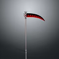Decorative Polearm Weapon With Silver Handle Black Blade And Red Serrated Edges Design
