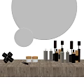 Elegant Perfume Cosmetics Collection On Wooden Table With Black Gold Bottles And Round Mirrors