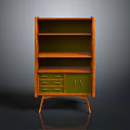 Wooden Bookcase Design With Shelves Drawers And Green Cabinet Doors