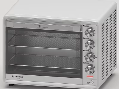 Concept White Electric Oven With Transparent Door And Knob Controls For Daily Use 3d model
