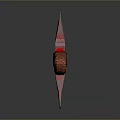Red Textured Handle Axe Placed On Black Surface With Clear Reflection