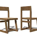 Modern Minimalist Dining Chairs With Solid Wood Frame And Woven Seats 3d model