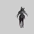 Dark Fantasy Mythical Warrior With Horned Helmet Feathered Shoulders And Sharp Daggers