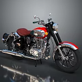 Vintage Red And Black Motorcycle With Chrome Accents And Classic Leather Seat