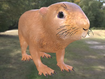 Brown Reptile With Whiskers And Sharp Claws In Grassy Field Habitat 3d model