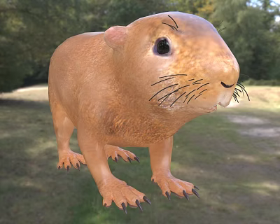Brown Reptile With Whiskers And Sharp Claws In Grassy Field Habitat 3d model