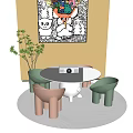 Modern Children's Table and Chair Children's Table and Chair Combination 3d model