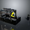 Industrial Mechanical Device With Black Metal Frame Yellow Components And Control Panel
