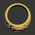 Luxury Gold Men's Ring With Round Center Gemstone And Intricate Engraved Patterns