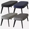Modern Upholstered Benches with Black Legs in Black Navy Gray and Patterned Fabric