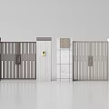 Modern Gate Design With Metal Grilles Stone Pillars And Decorative Elements 3d model