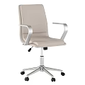 Modern Black Leather Office Chair with Silver Metal Armrests and Multiple Color Options