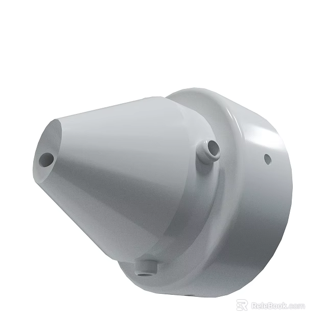 White Conical Mechanical Part With Holes And Connector Design 3d model 