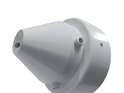 White Conical Mechanical Part With Holes And Connector Design 3d model