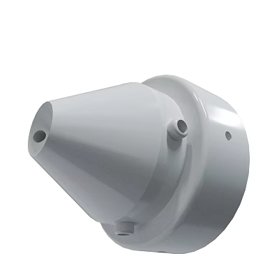 White Conical Mechanical Part With Holes And Connector Design 3d model