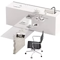 Modern Dining Table Set with White Countertop Extending Design and Black Chair with Wheels