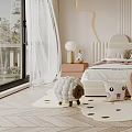 Cozy Kids Room Interior Design With Star Ceiling Bed Stuffed Toys Curtains And Rug
