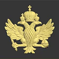 Golden Eagle Shaped Clothing Accessory Badge with Crown and Decorative Wings
