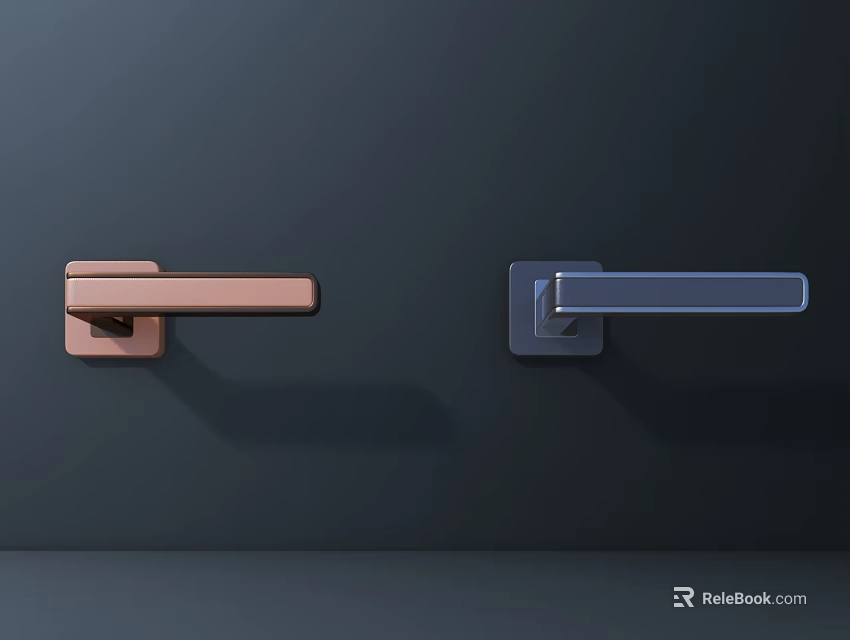 Wall Mounted Modern Brass And Blue Door Handle Contemporary Interior Design 3d model 