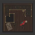 Cartoon Scene With Girl Red Curly Hair Green Skirt Small Puppy Wooden Crates And Staircase