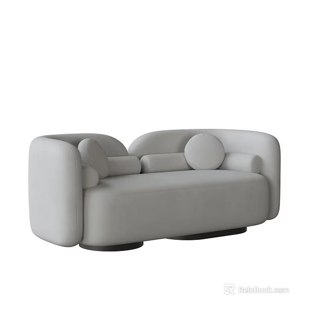 Elegant Light Gray Multiperson Sofa With Rounded Armrests And Curved Design 3d model