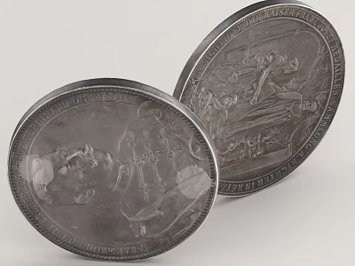 Two Silver Coins With Carved Designs For Daily Life Use 3d model