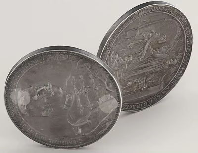 Two Silver Coins With Carved Designs For Daily Life Use 3d model