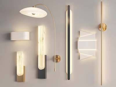 Various Modern Wall Lamps With Sleek Designs And Different Shapes For Interior Decoration 3d model