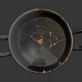 Vintage Dark Ceramic Plate With Two Handles Worn Texture And Cracked Details For Household Use