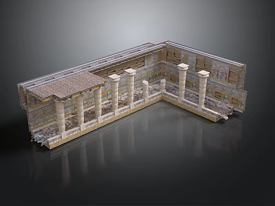 Classical Architecture Model Featuring Columns Courtyard Tile Roof And Decorative Walls 3d model